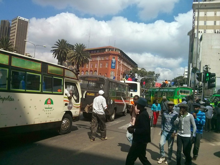 Matatus during this week's strike. Beware when a police officer flags one down and you are in it - you may be their next source of revenue.