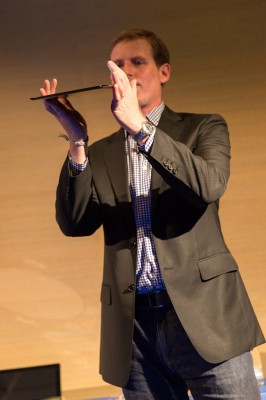 Intel's Adam King shows how thin Intel(R) Core(tm) M Processor devices can get