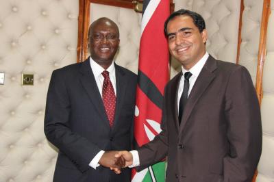 Cabinet Secretary Ministry of Health James Macharia (left)  and Airtel K...
