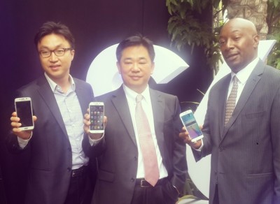 YK Nam,Samsung,Internet and Mobile Director,John Park,Managing Director Samsung East Africa and Robert Ngeru,Samsung Electronics VP & COO East Africa