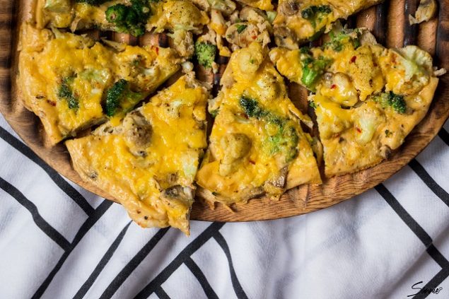Cauliflower mushroom and broccoli fritata