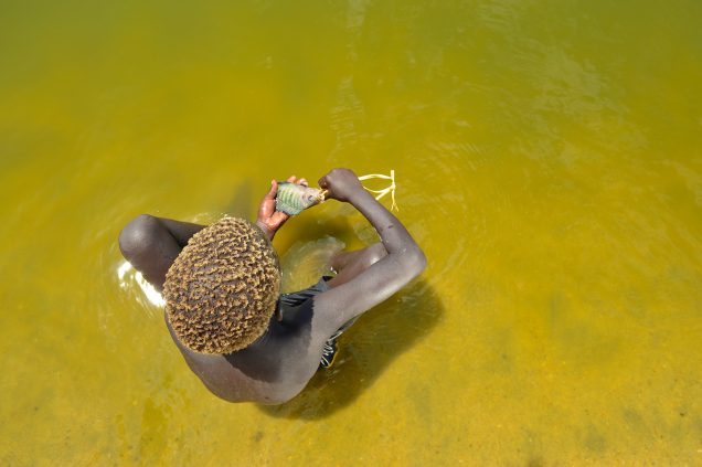 Boy and his fish on an island in the middle of Lake Turkana, Kenya.  © Jeri Muchura